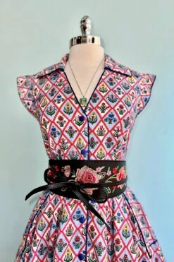 Blue Garden Floral Diamond Print Shirt Dress -MODERN MILLIE Shop 8A0E1707 4547 46EC BC1A 3501B850455D