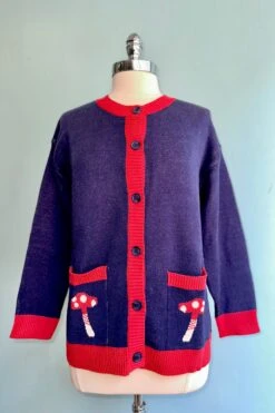 Red Panda And Mushrooms Adley Cardigan By Miss Lulo