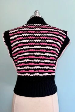 Black And Pink Contrast Stitch Sweater Vest -MODERN MILLIE Shop 8F171A33 AAE7 4D28 B5D6 BCD0DB2C2A7F