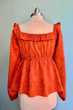 Final Sale Rust Jacquard Billowy Sleeve Top -MODERN MILLIE Shop 9284F9A6 48A5 4AB7 96B5 0F21BD64E67E