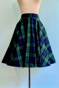 Black Watch Plaid Flannel Circle Skirt By Heart Of Haute