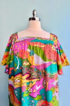 Emerald Landscape Woven Square Neck Dress By Blue Platypus -MODERN MILLIE Shop 93EB719E 0E03 484A 8CDC D19166C4CB6F