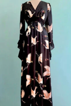 Black Crane Maxi Dress