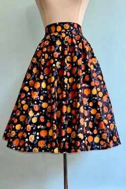 Black Kitties And Jack O' LanternsDoris Skirt By Retrolicious