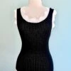 Black And White Scalloped Pointelle Knit Tank Top -MODERN MILLIE Shop 992FCC57 920E 4A5F 80A0 ABE6FE962236