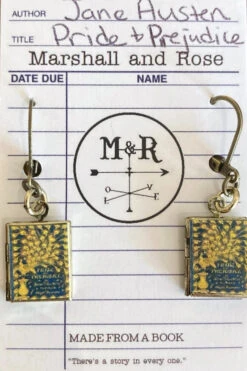 Pride And Prejudice Book Locket Earrings By Marshall And Rose