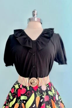 Ruffle Collar Puff Sleeve Top In Black By Banned -MODERN MILLIE Shop 994F922D 6711 4284 BCCF CC04BB5341CC