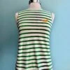 Green And White Striped Banana Tank Top By Compania Fantastica