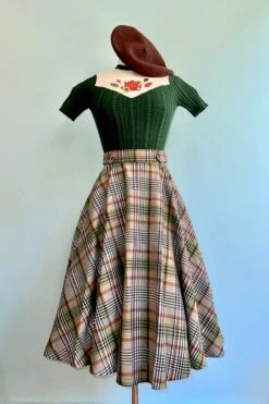 Green Sophia Check Circle Skirt By Banned -MODERN MILLIE Shop 9E0B2942 87F6 43F9 A33F D4E4417FF91A