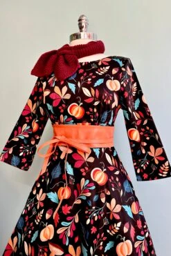 Pumpkins And Leaves 3/4 Sleeve Rounded Neck Dress By Eva Rose -MODERN MILLIE Shop 9EBC2475 5132 4775 8884 B00BD71E9215