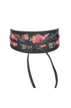 Embroidered Floral Wrap Belt In Multiple Colors