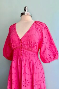 Pink Eyelet Midi Dress By Molly Bracken -MODERN MILLIE Shop A2E1DCCC 4ABE 48C4 9C5B 3B7EFFF84667