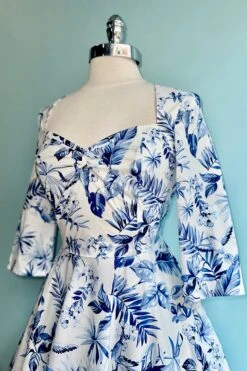 Adeline Blue And White Floral Dress By Hell Bunny -MODERN MILLIE Shop A3F82550 6A8D 48F7 868B 1A3AC5E652AE