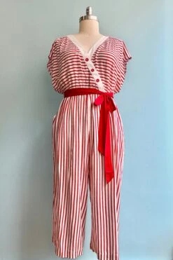 Ahoy Red Striped Jumpsuit By Hell Bunny