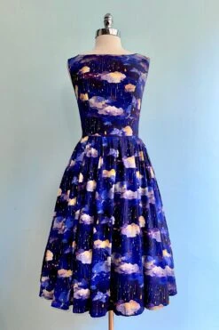 Rain Clouds Navy Lily Dress By Miss Lulo