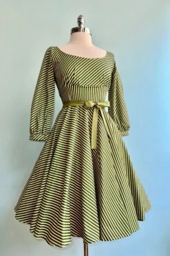 Green Stripe Jeanette Dress By Heart Of Haute -MODERN MILLIE Shop A7649388 7808 440D BC17 76DEDA6E6ECC