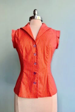 Wildfire Stripe Erika Blouse By Heart Of Haute