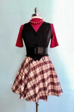 Burgundy And Tan Plaid Skater Skirt By Retrolicious -MODERN MILLIE Shop AC5EC3A9 4686 47C6 9822 07631A396C79