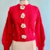 Red Knit Cardigan With Rosette Detail 2 Red Knit Cardigan With Rosette Detail -MODERN MILLIE Shop ACBD0145 AC0E 4B1D 9EE7 343AE98BD9F0