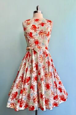 Orange Octopus Ruby Dress By Miss Lulo