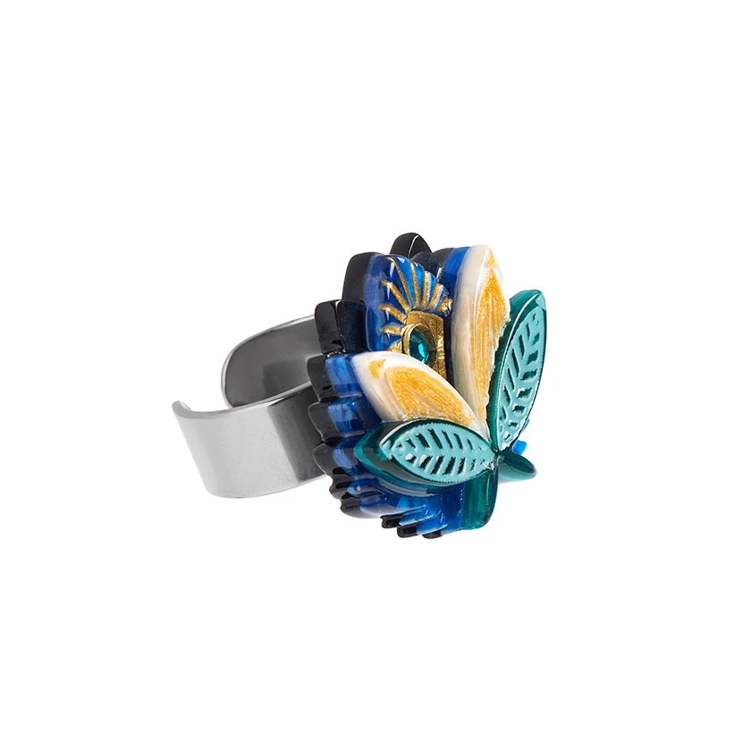 The Blue Lotus Ring by Erstwilder The Blue Lotus Ring By Erstwilder -MODERN MILLIE Shop AM1RG01TheBlueLotusRing 1