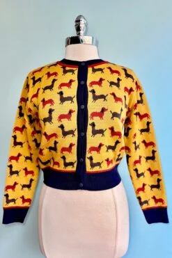 Mustard Sausage Dog Vera Cardigan By Palava