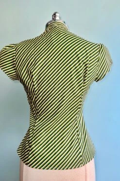 Green Stripe Estelle Tie-Neck Blouse By Heart Of Haute -MODERN MILLIE Shop B3FD4053 B274 4A78 8F01 832C9DD9C802