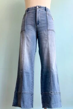Eco Friendly Tummy Control Raw Hem Palazzo Jeans By Artemis Vintage