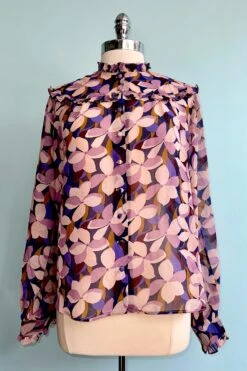 Floral And Leaf Mauve Blouse By Molly Bracken