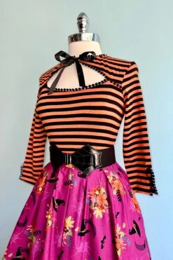 Black And Orange Striped Cut-Out Neck Top 8 Black And Orange Striped Cut-Out Neck Top -MODERN MILLIE Shop B69AB49D 95A4 411C 83FA 3E0AD6D42798