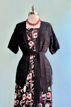 Crochet Belted Cardigan In Black By Molly Bracken -MODERN MILLIE Shop B7660E2B 4FD3 45E6 A3DC 57AD58C90098