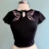 Butterfly Short Sleeve Kocho Knit Crop Top By Hell Bunny