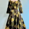Black And Gold Floral Inez Dress By Hearts & Roses London -MODERN MILLIE Shop BE7F1EC2 D22E 43E7 8528 07C21696A75D