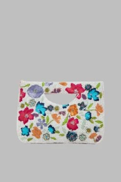 Beaded Floral Top Handle Bag By Betsey Johnson