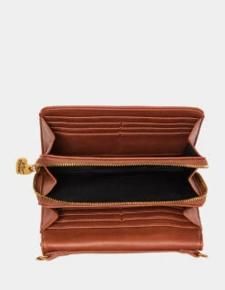 Gingerbread Crossbody Wallet By Betsey Johnson -MODERN MILLIE Shop BETSEYJOHNSON HANDBAGS BJ34420F BROWN INSIDE