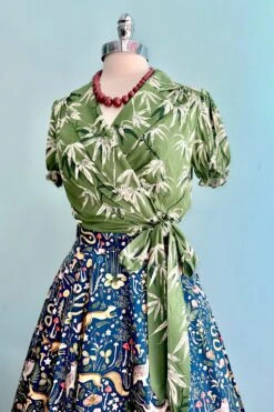 Cropped Green Bamboo Wrap Top By Banned -MODERN MILLIE Shop BF24DDAF 4C46 4307 B909 36C734965517