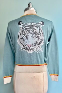 Blue Embroidered Arctic Tiger Vera Cardigan By Palava