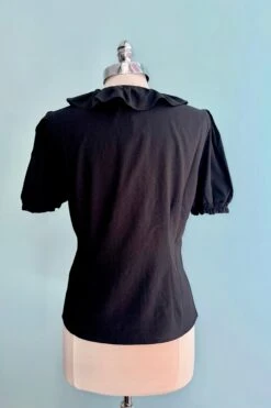 Ruffle Collar Puff Sleeve Top In Black By Banned -MODERN MILLIE Shop BFB50B07 6292 401D 8BC2 9C3D23959644