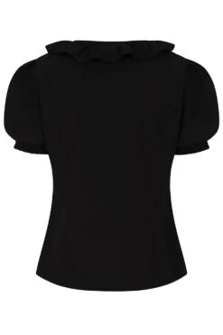 Ruffle Collar Puff Sleeve Top In Black By Banned -MODERN MILLIE Shop BL14227BLACK 3