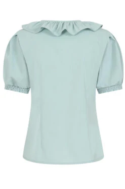 Ruffle Collar Puff Sleeve Top In Light Blue By Banned 10 Ruffle Collar Puff Sleeve Top In Light Blue By Banned -MODERN MILLIE Shop BL14227 Blue 3