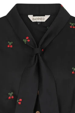 Cropped Button Down Cherry Top In Black By Banned -MODERN MILLIE Shop BL14230 Black 1 a