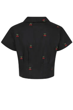 Cropped Button Down Cherry Top In Black By Banned -MODERN MILLIE Shop BL14230 Black 3