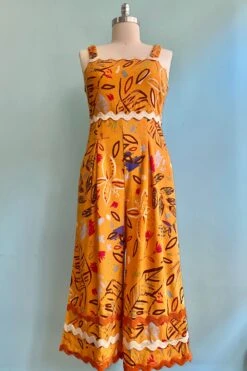 Ric-Rac Cropped Wide Leg Jumpsuit In Tangerine