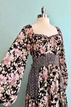 Black Mixed Patchwork Ruffle Trim Midi Dress 5 Black Mixed Patchwork Ruffle Trim Midi Dress -MODERN MILLIE Shop C04FCD54 F301 4DB6 B422 6606252C64B6