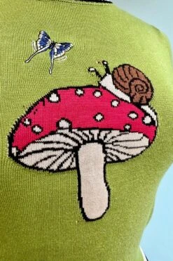 Green Moth Snail And Mushroom Knit Pullover Sweater By Voodoo Vixen -MODERN MILLIE Shop C247F069 CA6C 44EA A421 37B994F142C5