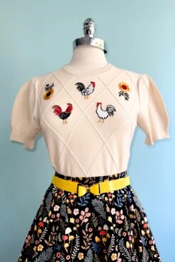 Cream Embroidered Chicken Short Sleeve Sweater 4 Cream Embroidered Chicken Short Sleeve Sweater -MODERN MILLIE Shop C3976556 B2F1 42A6 A992 C1DDAA3791FB