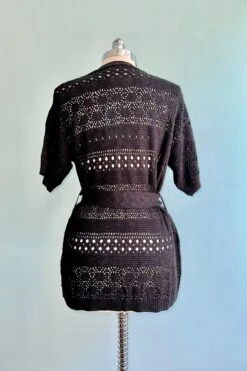 Crochet Belted Cardigan In Black By Molly Bracken -MODERN MILLIE Shop C3CC025C 98B9 4852 B954 84230AC87878