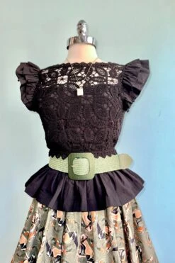 Black Crochet Ruffle Sleeve Top -MODERN MILLIE Shop C7B9F1E3 3A29 487F 8A57 034DD97D8C96