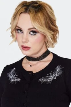Night Moth Fitted Cardigan By Jawbreaker -MODERN MILLIE Shop CAA4532 BLK 03