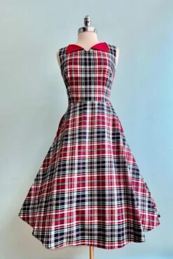 Boat Day Dress In Navy Plaid By Banned